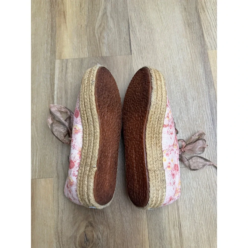 Superga x LoveShackFancy Floral Espadrille Platform Sneakers Pink Size 8 39